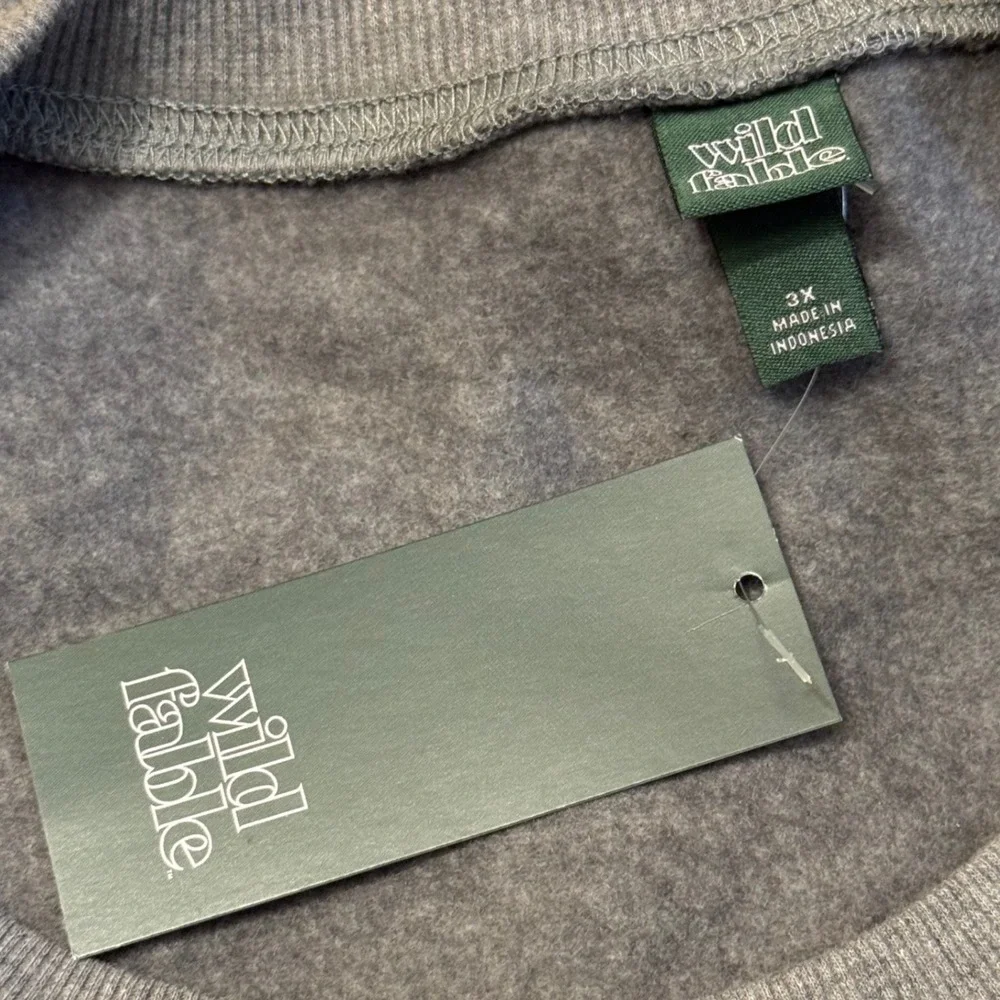 Wild Fable Heather Grey Fleece‎ Crewneck Sweatshirt 3X - Picture 4 of 5